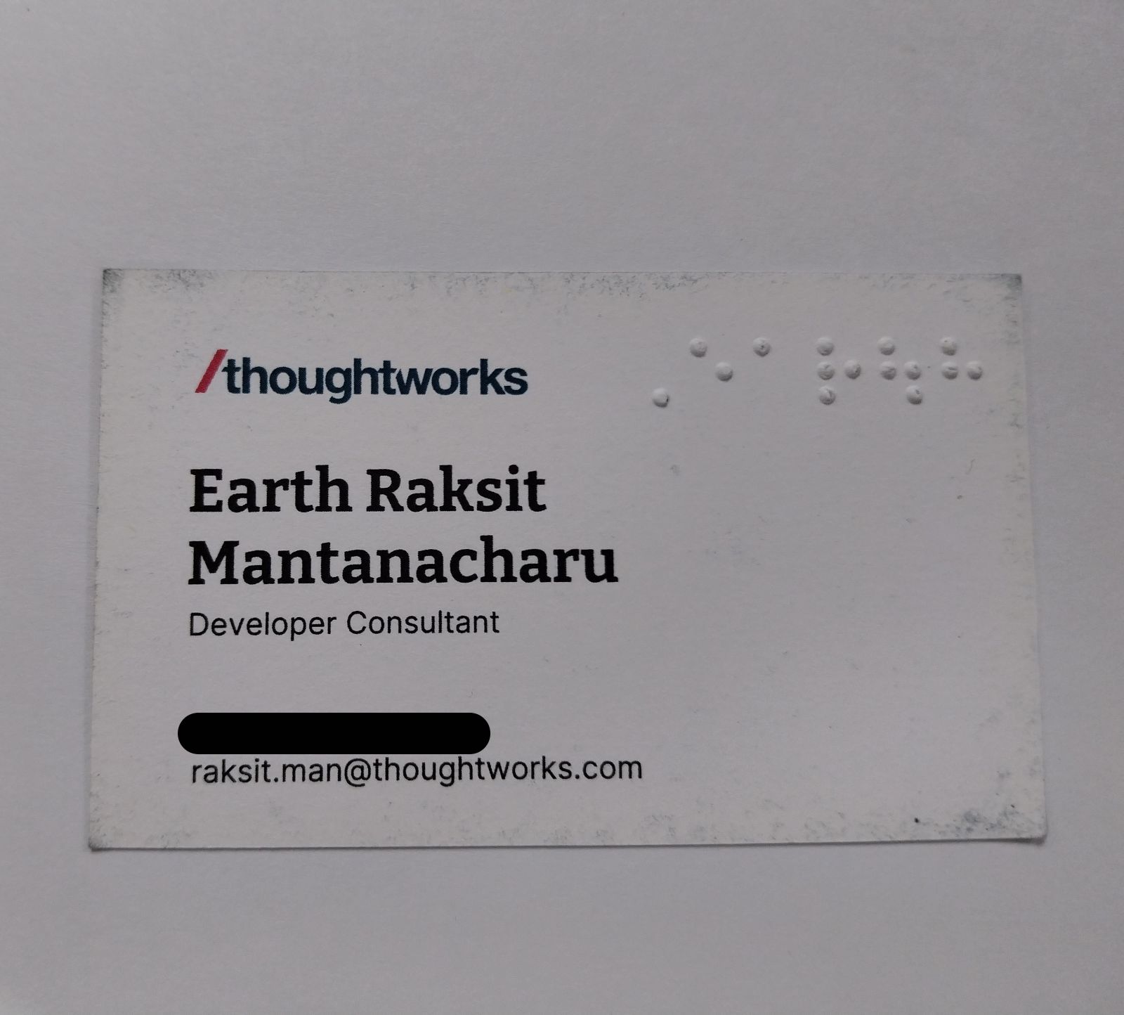 Business card with Braille