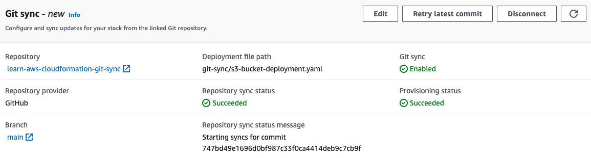 AWS CloudFormation Git Sync