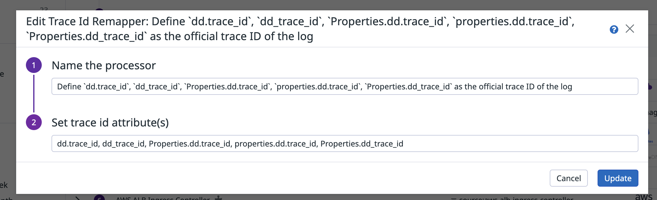 Datadog trace Id mapper