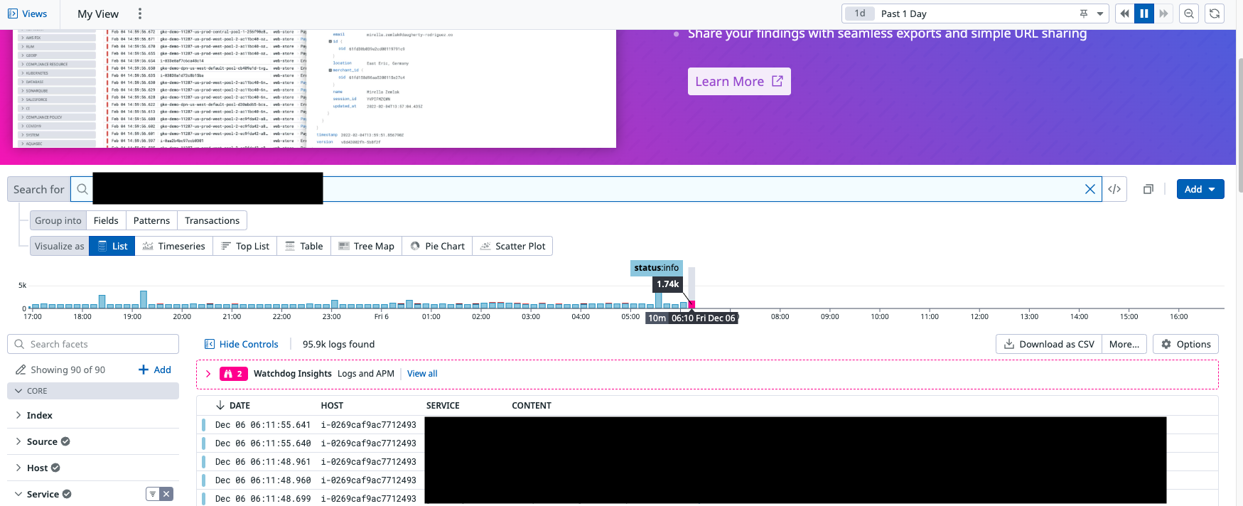 Missing Datadog logs